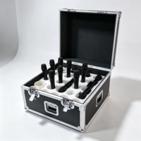 Flight case professionnel en aluminium pour scène, avec intérieur en mousse personnalisé, pour microphones et pieds de micro
