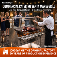 Barbecue Santa Maria Grill moderne en acier inoxydable de qualité supérieure, station de barbecue professionnelle au charbon de bois avec grille à hauteur réglable