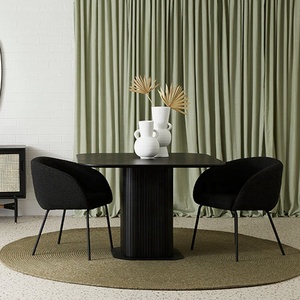 Phòng Khách Hiện Đại Trắng Đen Accent <span class=keywords><strong>Lounge</strong></span> Sherpa Vải Boucle Ghế Ăn - Product Image 5