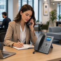 Téléphone IP Flyingvoice P11W SIP 2.0 avec écran LCD couleur 2,4 pouces, Wi-Fi double bande 2,4G/5G, 2 lignes SIP, 2 ports RJ45 10/100/1000 Mbps, 2000 contacts