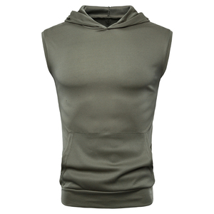 New Stylish 100% Cotton <b>Sleeveless</b> Zipper-Up <b>Men's</b> <b>Hoodie</b> Regular Fit Custom Anti Wrinkle Autumn Fleece Plain Dyed Digital - Product Image 1