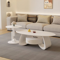 Table basse moderne en pierre frittée avec cadre en fer et rangement, table centrale portable pour salon, hôtel, appartement