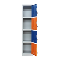 Armoire de rangement de jardin en métal Triveni à 4 portes avec serrure à clé, conception en acier démontable pour bureaux et placards