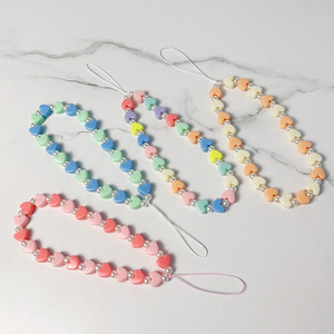 Mode coeur téléphone sangle lanière cristal perles téléphone portable chaîne accessoires charme pour téléphone portable pour iphone 16 pro max - Product Image 1