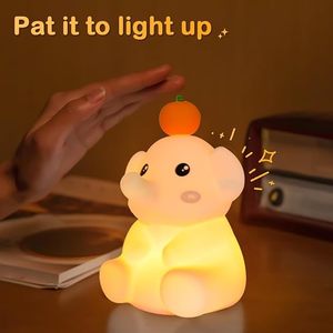 Veilleuse LED rechargeable moderne avec capteur tactile, lampe de nuit en silicone en forme d'éléphant, décoration parfaite pour la chambre d'enfant, cadeau pour la fête des enfants - Product Image 6
