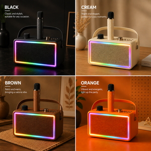 Enceinte karaoké Bluetooth <span class=keywords><strong>SP500</strong></span> en bois haut de gamme avec 2 micros doubles - Product Image 3