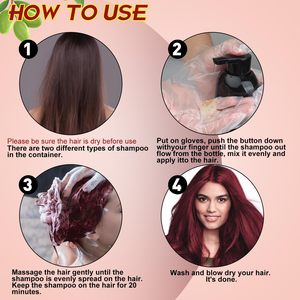 Runjia New Herbal Semi-Permanent Hair Dye <strong>Shampoo</strong> 3-in-1 Dark Wine <strong>Red</strong> 500ml Smooth Cream Formula Gray Hair Coverage Home Use - Product Image 5