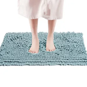 防滑柔软快干定制方形浴室雪尼尔地毯奢华浴垫灰色毛绒浴垫