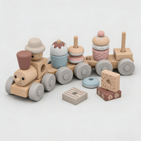 Jouet de train à dessert en bois intelligent, empilable, fait main, avec logo personnalisé, OEM, pour enfants de 1 an et plus, jouets éducatifs
