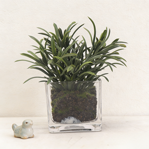 Plante artificielle de gladiolus de haute qualité en pot en <span class=keywords><strong>verre</strong></span> avec faux sol, petite plante artificielle pour la maison et le bureau - Product Image 1