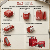 Boîte de conteneur pour hamburgers, poulet frit et frites, emballage à emporter, distributeur en gros, design personnalisé