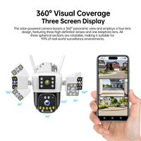 Cámara de Seguridad CCTV PTZ Solar 4G SIM con 4 Lentes de 9MP, Detección Humana Inteligente y Seguimiento Automático de Movimiento