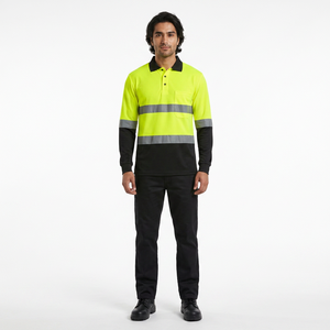 Chemises polo de sécurité en polyester respirant, personnalisées, jaunes haute visibilité, imperméables, anti-feu, à manches longues, uniformes de travail - Product Image 1