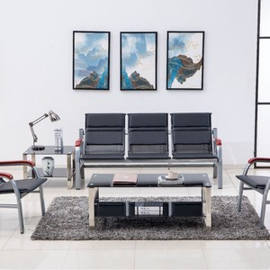 Conjunto de Sofás para Oficina Wolverhampton 1+1+3 con Estructura Metálica Negra y Reposabrazos para Áreas de Espera y Salas de Conferencia - Product Image 1