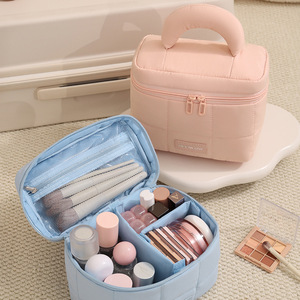 Beilian <b>Makeup</b> Bag Large Capacity Portable Waterproof Cosmetic <b>Case</b> For Travel Storage Blue Pink Beige - Product Image 1