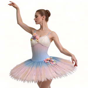 Tutu de danse élégant style fée, en <span class=keywords><strong>tulle</strong></span> dégradé, pour compétitions et récitals – Tenue professionnelle de ballet et de valse - Product Image 1