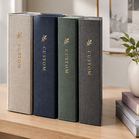 Reliure en lin personnalisée élégante de qualité supérieure avec mécanisme à anneaux dorés et poches de rangement pour journal de voyage personnel et planification