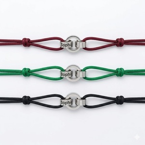 Bracelet en Corde Ajustable en Acier Inoxydable, Personnalisable avec Gravure, Bijou Minimaliste Texte Gravé, Vente en Gros - Product Image 6