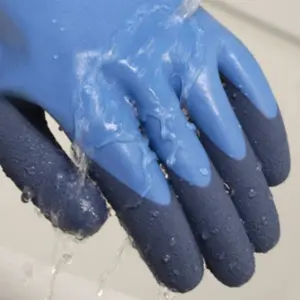 15G örme dikişsiz inşaat mavi lateks tamamen çift kaplamalı güvenlik çalışma eldivenler guants enduits de lateks