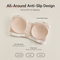 Soutien-gorge bandeau pour femme à fermeture avant, sans armatures, sans coutures, bonnets push-up moulés, antidérapant, bretelles convertibles, dos croisé