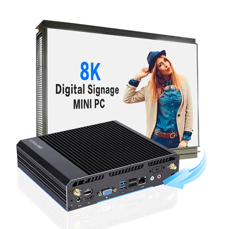 Quad Core Digital Signage Player I5 1145G7 8K Display DP Rugged Industrial Grade Computer Embedded Fanless Mini Box Pc