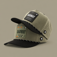 Casquette de baseball personnalisée de haute qualité à 5 panneaux avec logo en caoutchouc PVC, casquette perforée à découpe laser imperméable, casquette de golf performante pour papa
