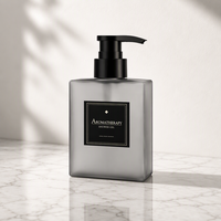 Flacon carré en PETG givré 350 ml 400 ml avec pompe distributrice et impression UV pour soins de la peau, shampoing, gel douche, emballage personnalisé