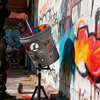 Impression de logo personnalisée, seau à peinture en plastique de 5 gallons avec poignée en acier et couvercle à joint gamma pour utilisation industrielle
