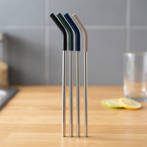 Reusable <b>Metal</b> Drinking <b>Straws</b> 4-Pack Minimalist Design Bendable Stainless Steel Bar Accessories Multi-Color Options - Product Image 4