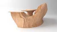 Table basse en bois paramétrique de luxe moderne pour mobilier commercial pour les salles d'attente ou les réceptions d'écoles ou d'appartements