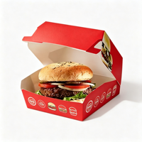 Boîte à burger pliable biodégradable et écologique, très résistante, en carton blanc mat, avec logo personnalisé, résistante à la graisse, livraison rapide - Vente chaude