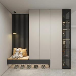Meuble à chaussures en panneau mélaminé avec surface lisse, mobilier moderne couleur bois pour entrée, couloir et salon - Product Image 1