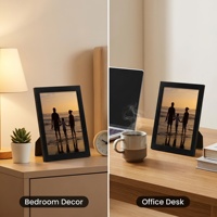 Juego de Marcos de Fotos de Madera Ecológicos con Revestimiento Impermeable e Impresión UV para Pared de Galería, Rectangulares, de MDF Negro