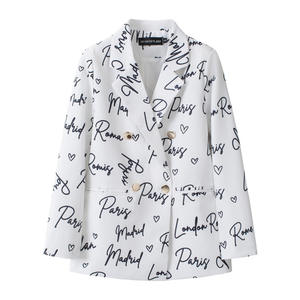 2026 Wholesales Cheap Price Doodle Style Woman blazer Spring New Color and Fashion for Office <strong>Lady</strong> <strong>Suit</strong> Style Double Button - Product Image 2