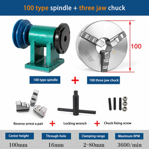 Mô hình 80/100 Máy tiện trục chính với Chuck khí nén Chế biến gỗ DIY kim loại tự động CNC ba hàm Chuck Power Head Phật hạt máy - Product Image 4