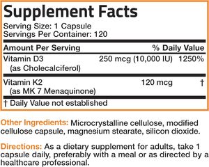 Vitamines D3 + K2 Biologiques OEM&ODM Fabriquées avec des Ingrédients Végétaux 120 Capsules Soutient la Santé Immunitaire, Cardiaque et Générale Non-OGM - Product Image 5