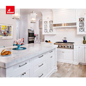 AllandCabinet Armoire de cuisine moyenne avec îlot blanc pur ivoire mat laqué - Product Image 5