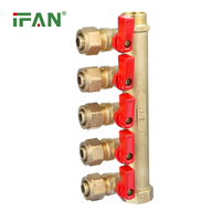 Collecteur de chauffage au sol en laiton IFAN, prix usine, collecteur d'eau PEX 2 voies, 3 voies, 4 voies en laiton