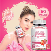 Gummies OEM & ODM au glutathion et au collagène pour l'éclat de la peau, saveur fraise, supplément antioxydant pour le bien-être cutané