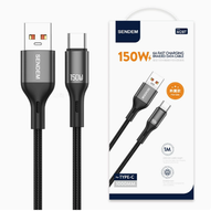 Câble de charge rapide tressé M28 150W 6A, cordon de données haute puissance à tête unique