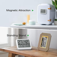 Termometer daya baterai jam Digital kecil, pengukur kelembapan magnetik Akurasi Tinggi
