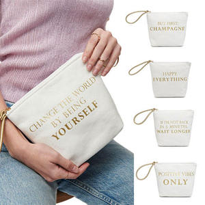 Borsa per il Trucco Qetesh in Tela, Grande Capacità, Portatile, con Stampa di Lettere Dorate e Cinturino da Polso per Viaggi e Vita Quotidiana - Product Image 2