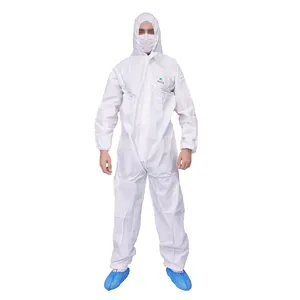 Trong Kho Dùng Một Lần Không Dệt Microporous Sms PP Bảo Vệ Coverall Trắng Giá Rẻ Loại 5/6 Ppes Dùng Một Lần Phù Hợp Với An Toàn Quần Áo