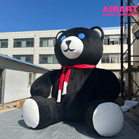 Ours géant gonflable noir en peluche de 3 m – Décoration de Noël, accessoire de dessin animé pour centre commercial et événements extérieurs de fin d'année