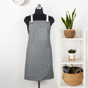 TABLIER PRODUIT TEXTILE ACCUEIL 100% COTON 190 GSM 70X85 CMS COULEUR GRIS CHAMBREY FABRIQUÉ EN FABRICANT ET EXPORTATEUR INDIEN - Product Image 1