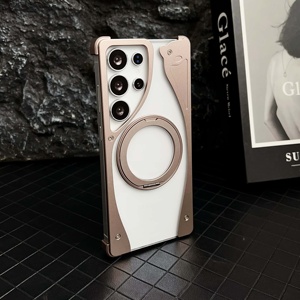 Lujosa funda de teléfono <span class=keywords><strong>Samsung</strong></span> S25 Ultra360 ° con soporte giratorio Metal de aluminio sin marco <span class=keywords><strong>Samsung</strong></span> S24 S23 funda de teléfono Ultra transparente - Product Image 3