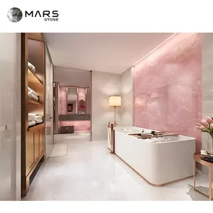2023 baru dekorasi Hotel rumah batu marmer lempengan batu alam Pink Onyx untuk proyek desain Lurious