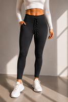 Leggings de yoga taille haute à cordon de serrage, effet push-up, avec poches, pour entraînement, course et sport, avec bordure réfléchissante, OEM