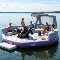Plateforme flottante gonflable personnalisée pour fêtes aquatiques avec taureau mécanique, utilisation commerciale intérieure/extérieure