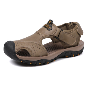 Sandalias de Verano de Cuero con Punta Cerrada para Hombre, Zapatos Deportivos de Senderismo y Pesca con Correa para Caminar - Product Image 1